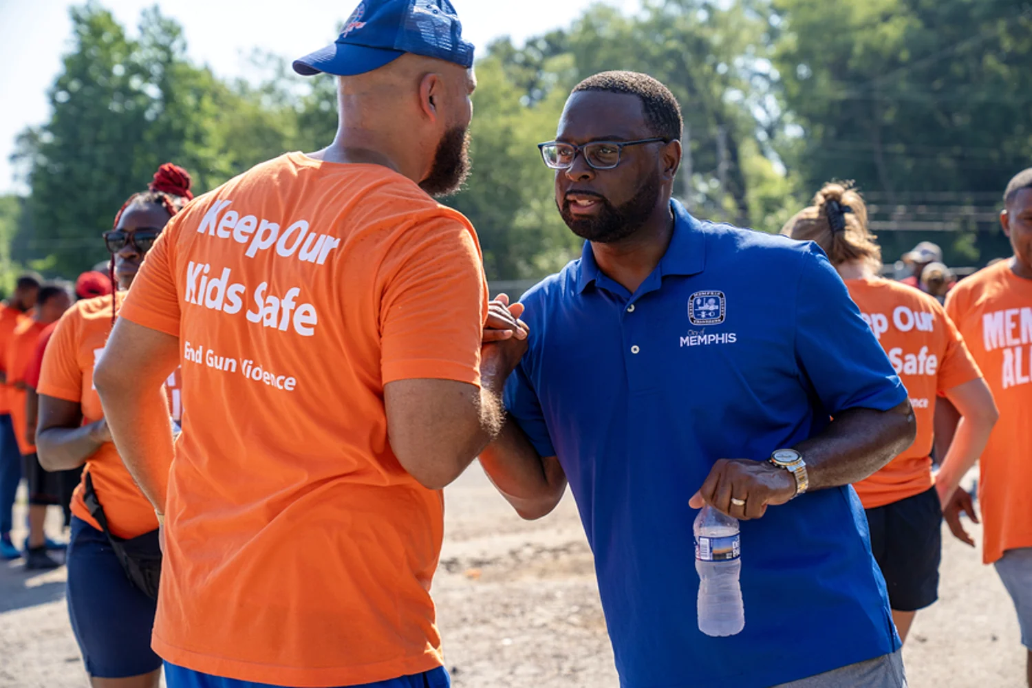 Mayor Paul Young with Carl Davis, Memphis Allies Operations Director at Memphis Allies Community Walk Against Gun Violence